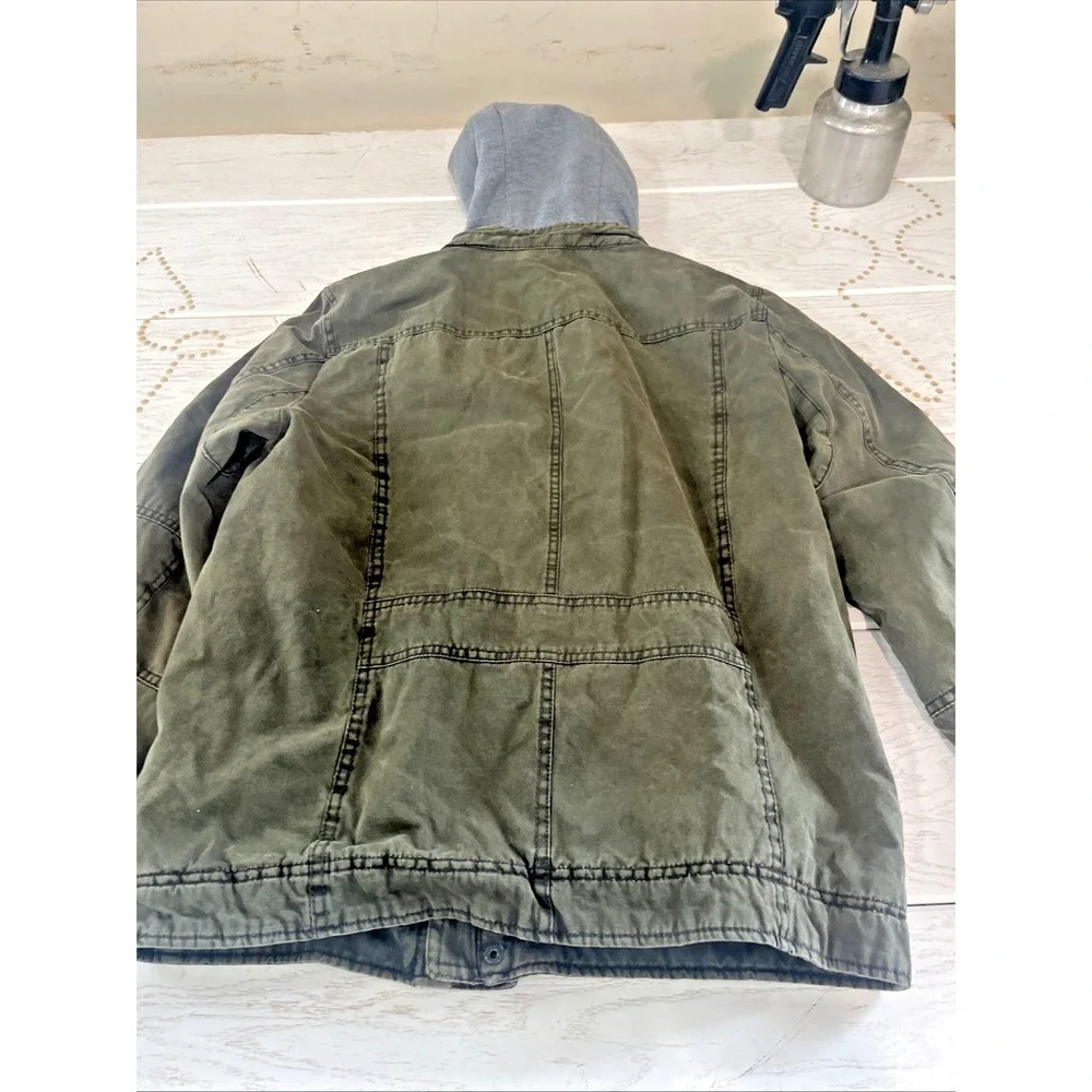 Levis Sherpa Lined Hooded Utility Jacket Mens S Olive Military Field Coat